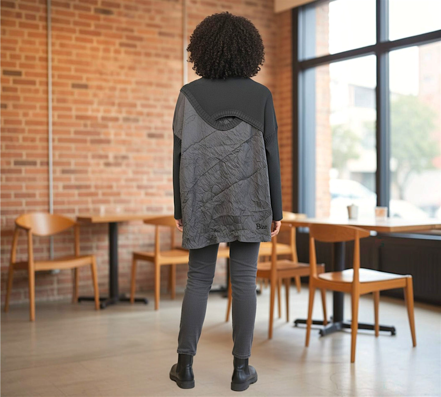 Bize Avant-Garde Crinkled Tunic Top - Above the Crowd Butique