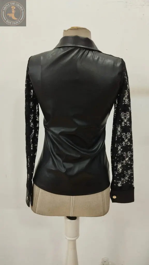 Black Slim Fit Notched Neck Buttoned Shirt Above The Crowd Boutique