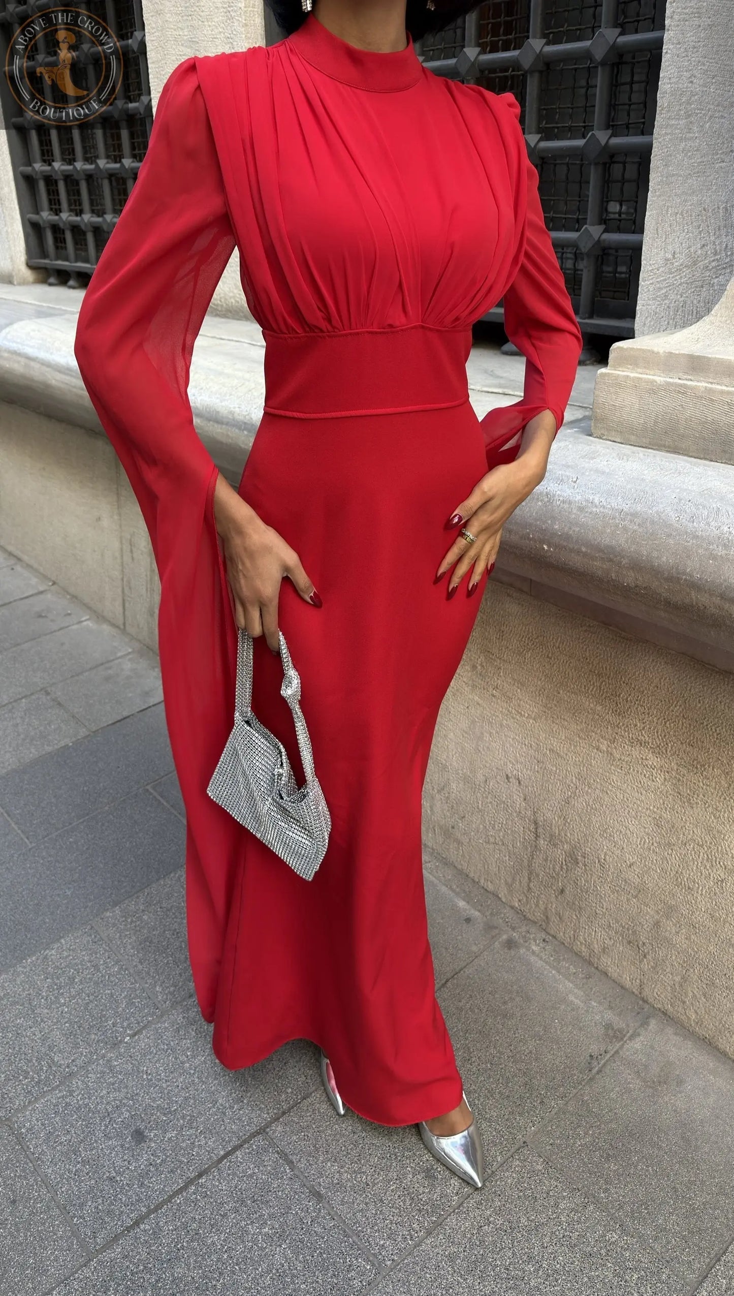 Red Elegant Formal Sheath Dress