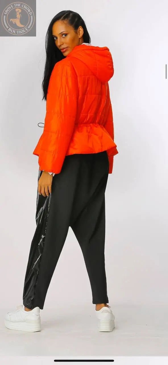 Bize Orange Short Jacket With Hood BZ1274 Bize