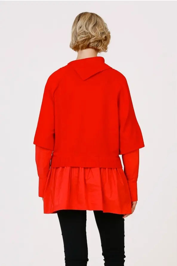 Bize Sleeve and Hem Taffeta Knitwear 24W-BT071 Bize