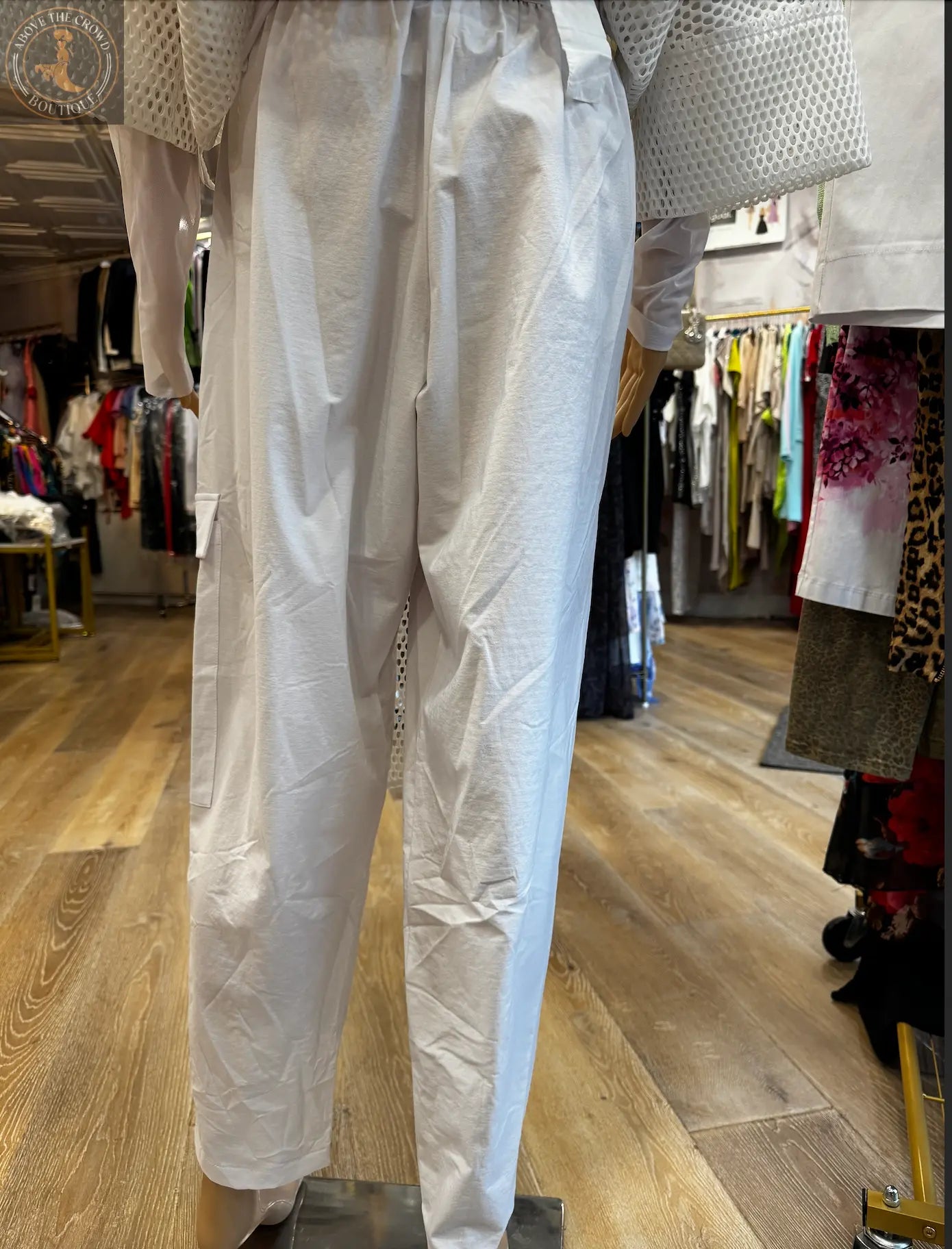 Chic White Mesh Overlay Pants for Women – Unique European Style with Adjustable Waist Bize