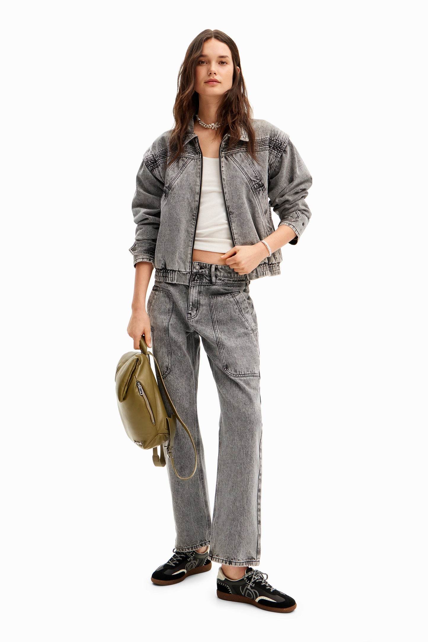 Desigual Denim Jacket - Detachable Sleeves, Oversized Fit - Unique European Style Desigual