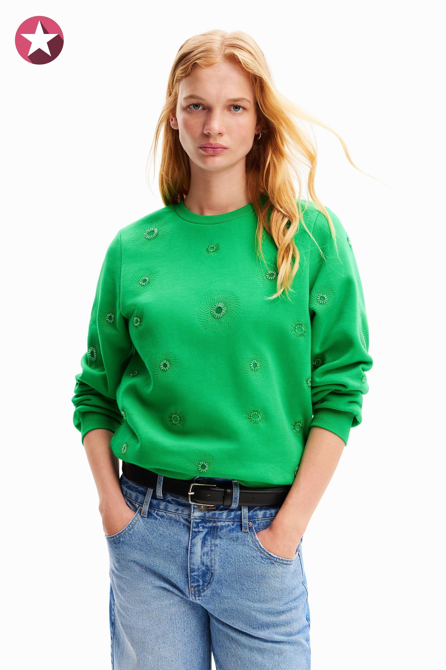 Desigual Geometric Embroidery Sweatshirt - Unique European Style, Comfortable Fit Desigual