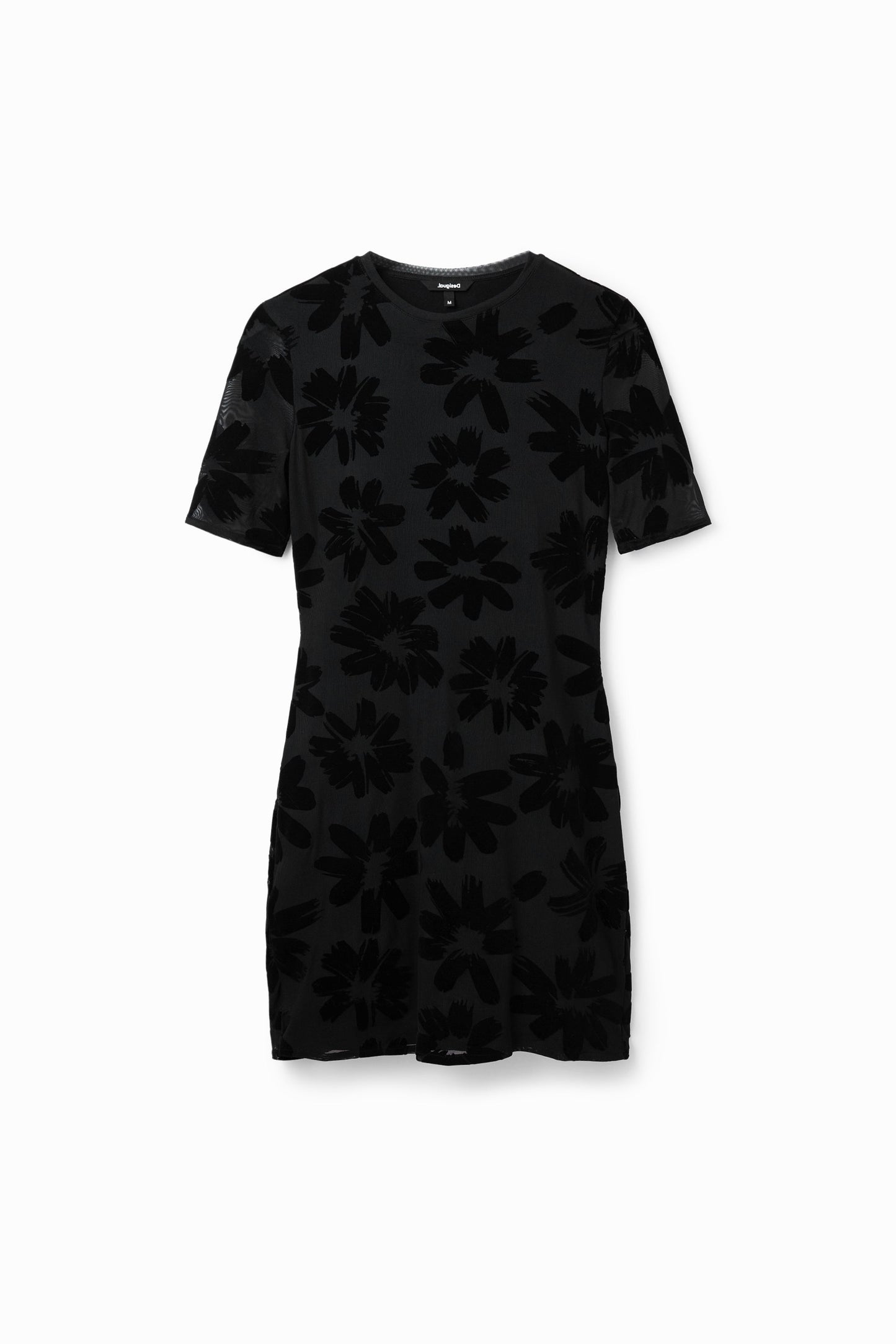 Desigual Short Black Floral Velvet Tulle Dress - Fitted & Stylish Desigual