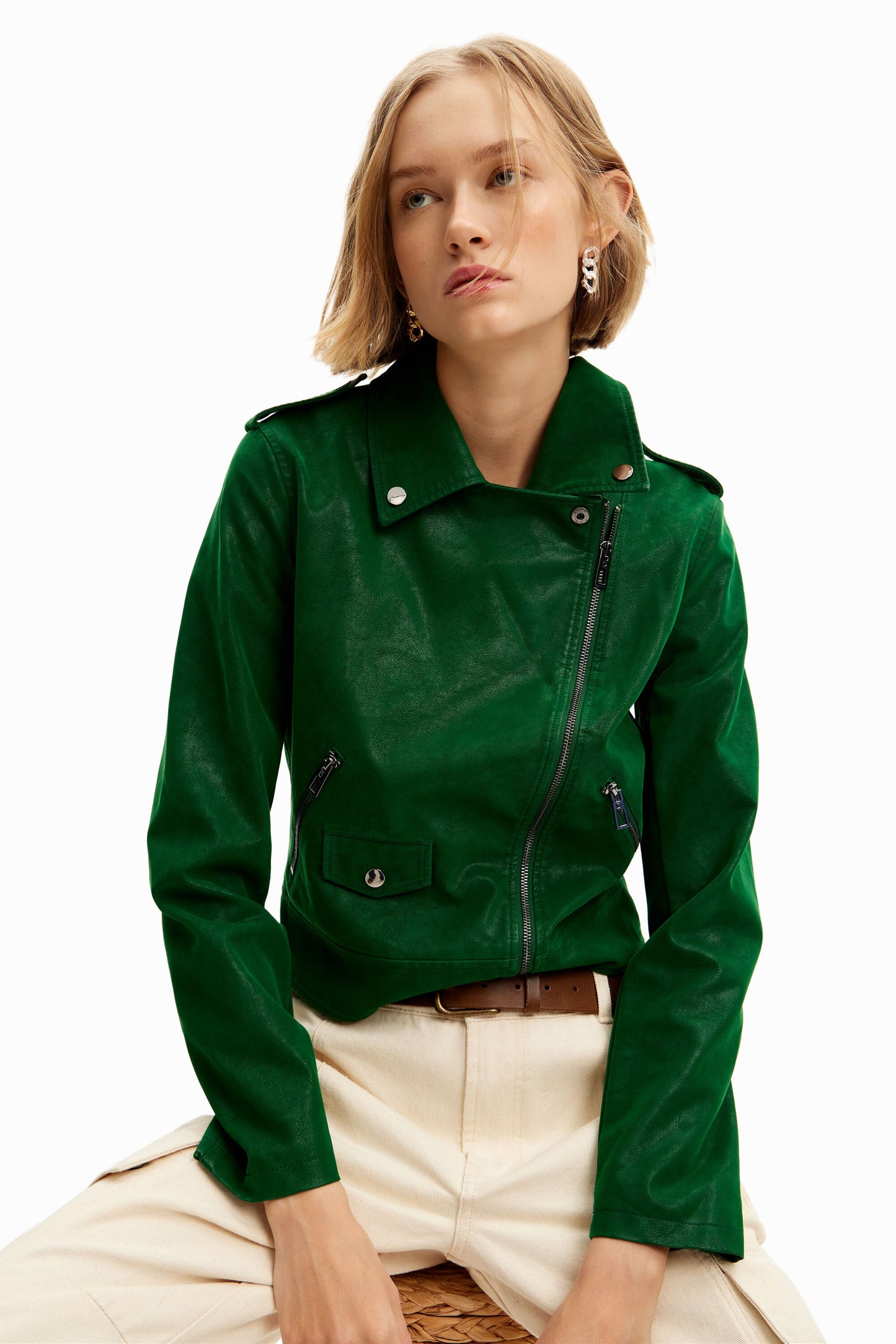 Desigual Textured Leather-Effect Biker Jacket - Edgy & Stylish - 24SWEW05 Desigual