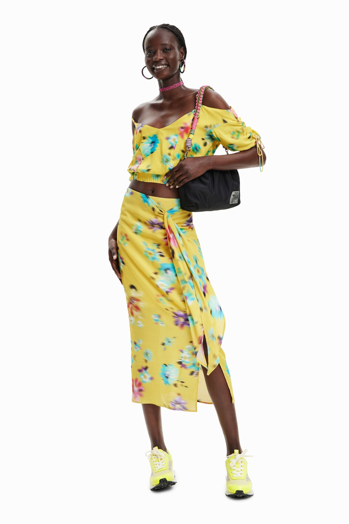 Desigual Women's Woven Blouse - Betty Style - Vibrant Yellow, Unique Design Desigual