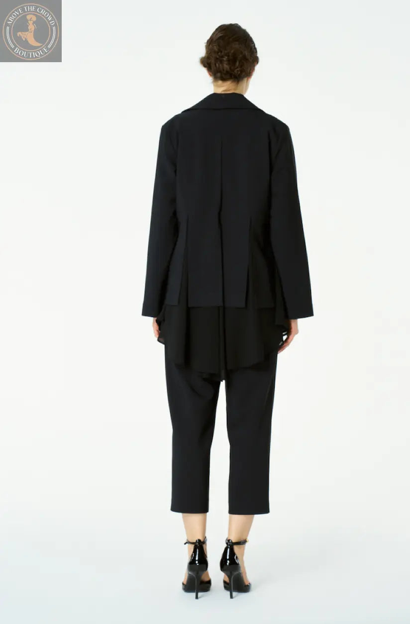 European Black Tailored Blazer with Chic Chain Detail by Bize Bize