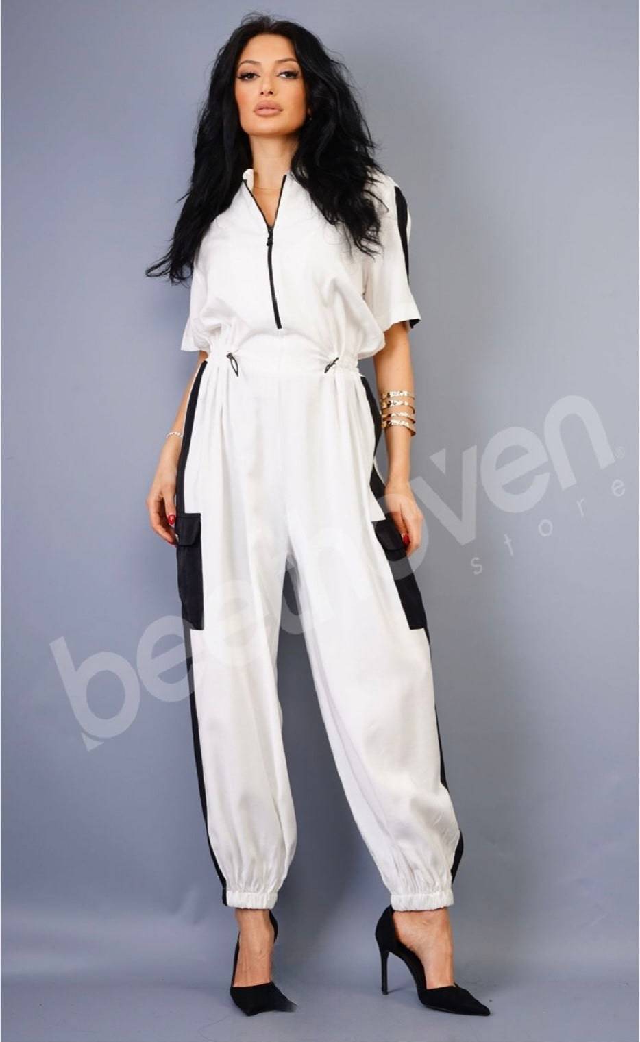 European Style Women's Jumpsuit - Chartreuse Green or Ivory White Beethoven