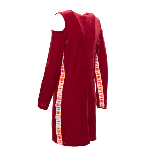 Glimmed Women Cold Shoulders Velvet Dress Glimmed