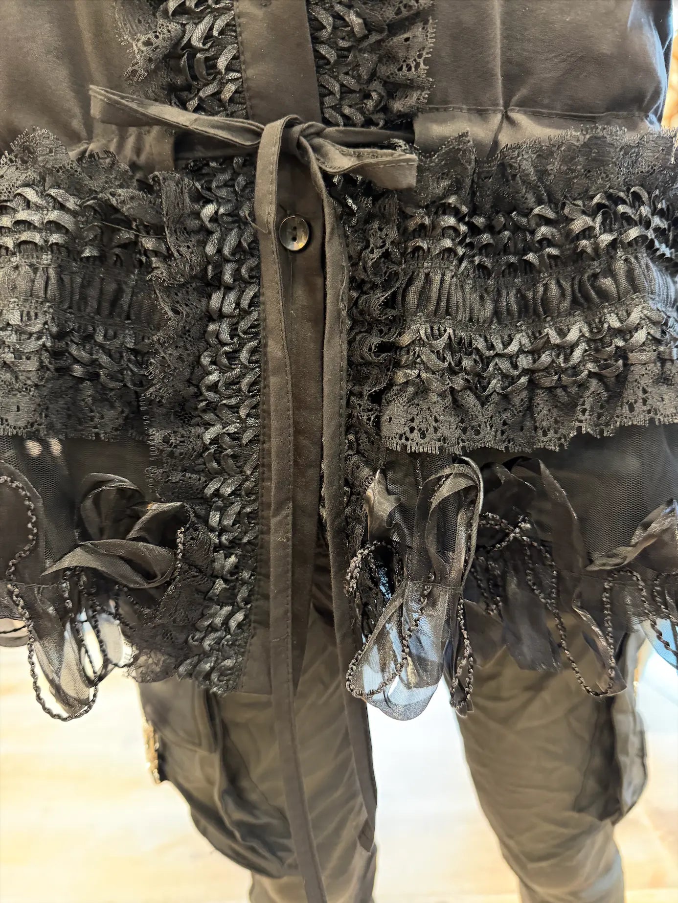 H-4 Dressy Laces Black Blouse 4702 H-4