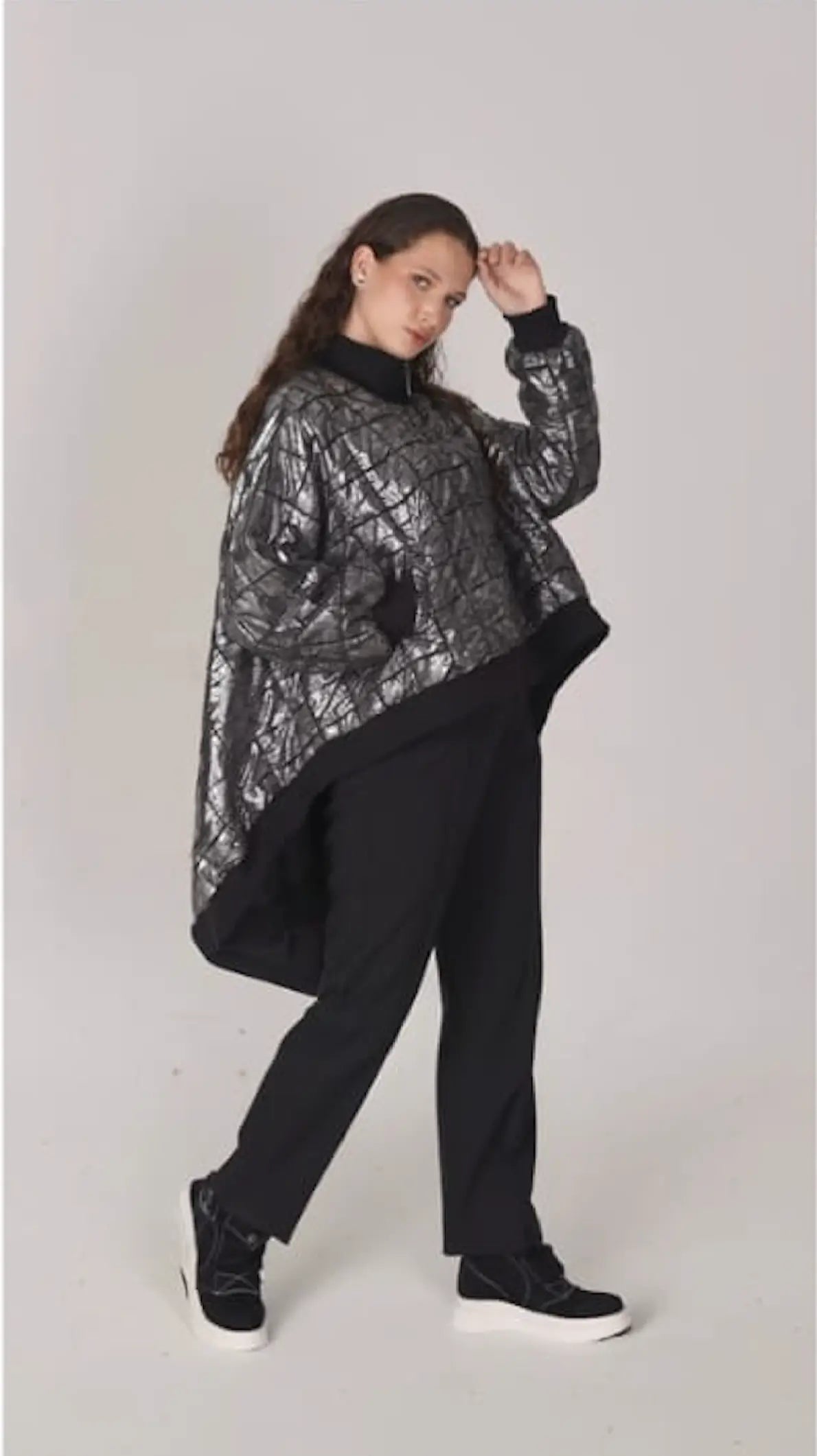H-4 Metallic High-Low Bomber Jacket 4751 - Above The Crowd Boutique