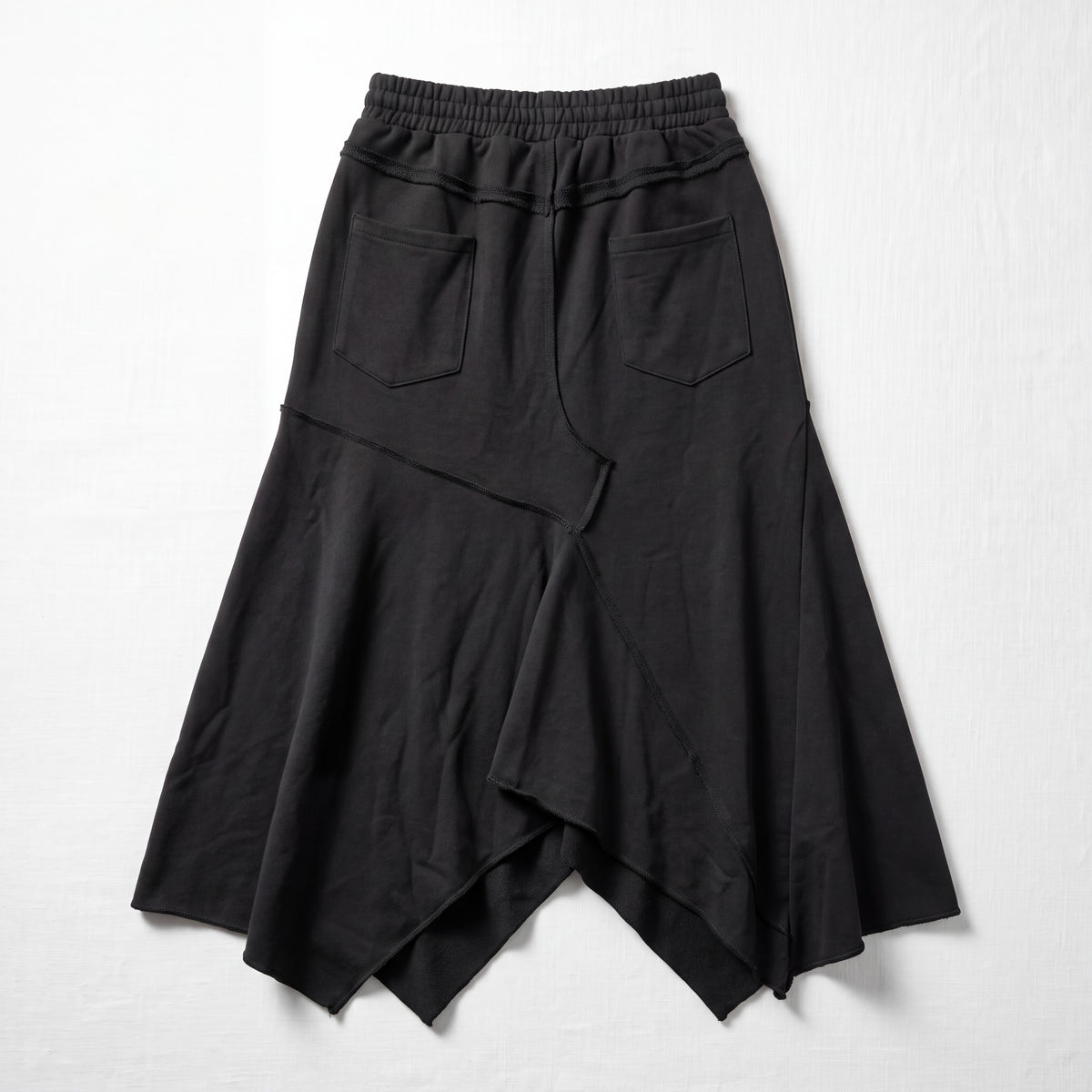 Black Asymmetrical Deconstructed Maxi Skirt