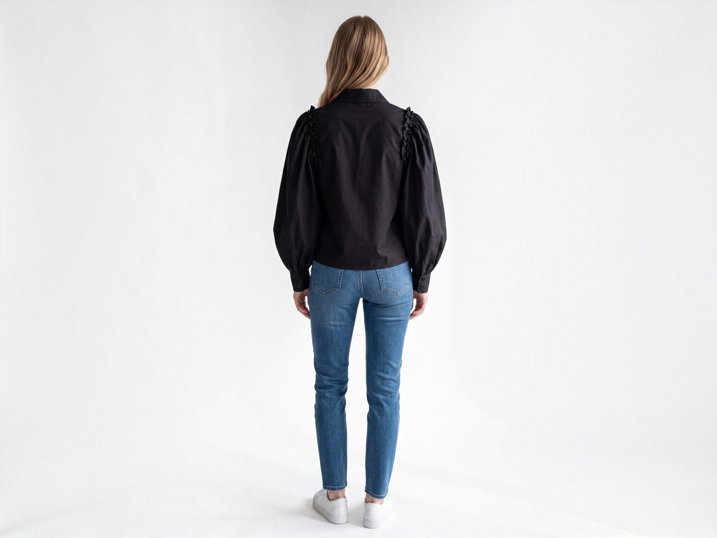 Puff-Sleeve Blouse with Heart Detail & Embellished Shoulders - Above the Crowd Boutique