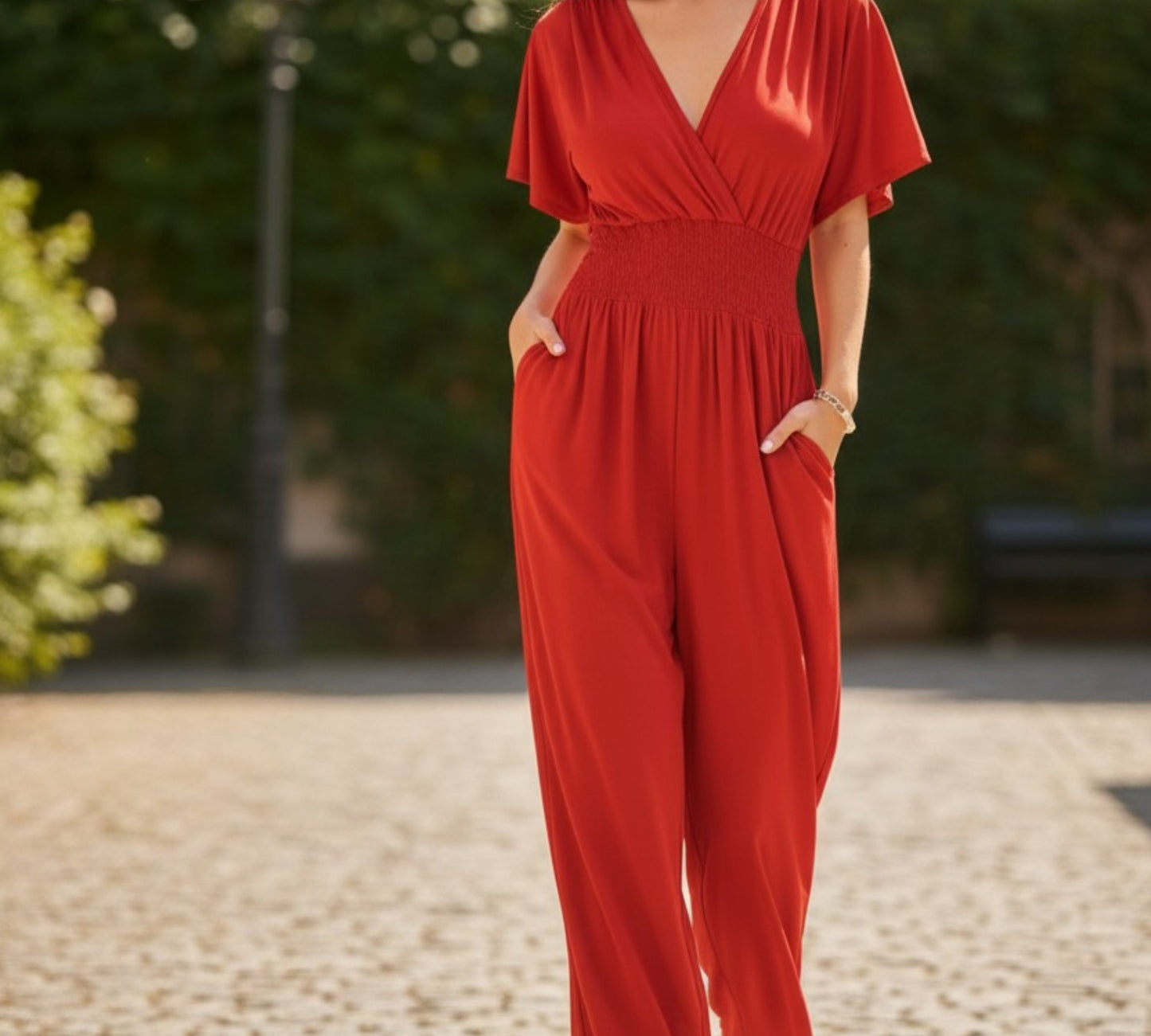 Plain Classy Slinky Wide Leg Jumpsuit - Above the Crowd Boutique