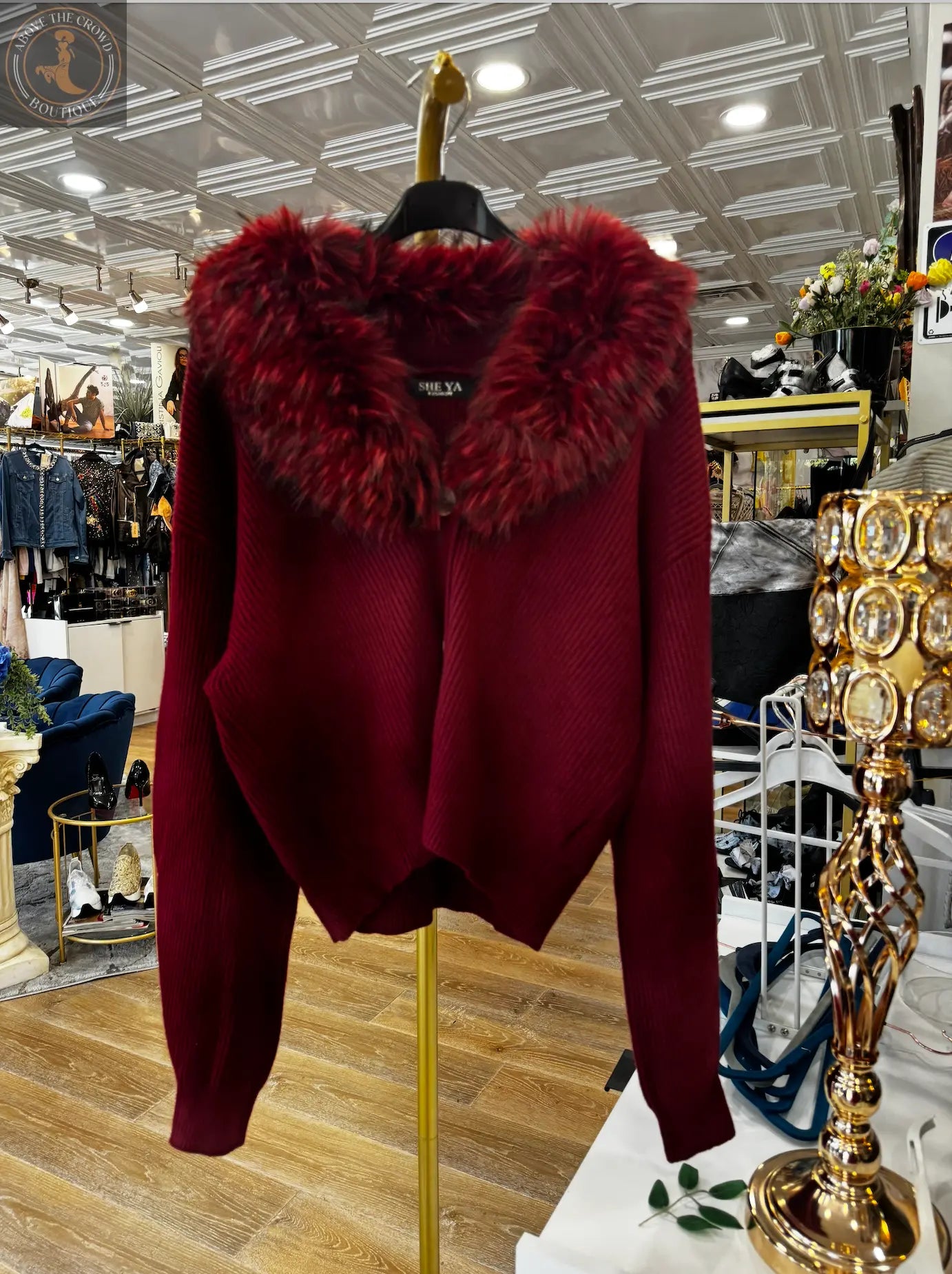 Karma Cardigan with Faux Fur Collar Karma