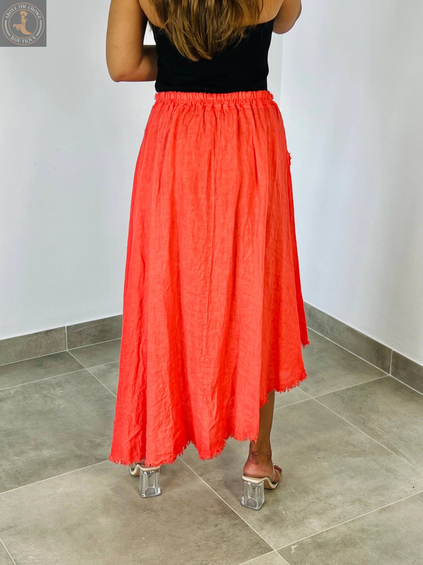 Linen and More 100% COCONUT LINEN BUTTON SKIRT Linen & More