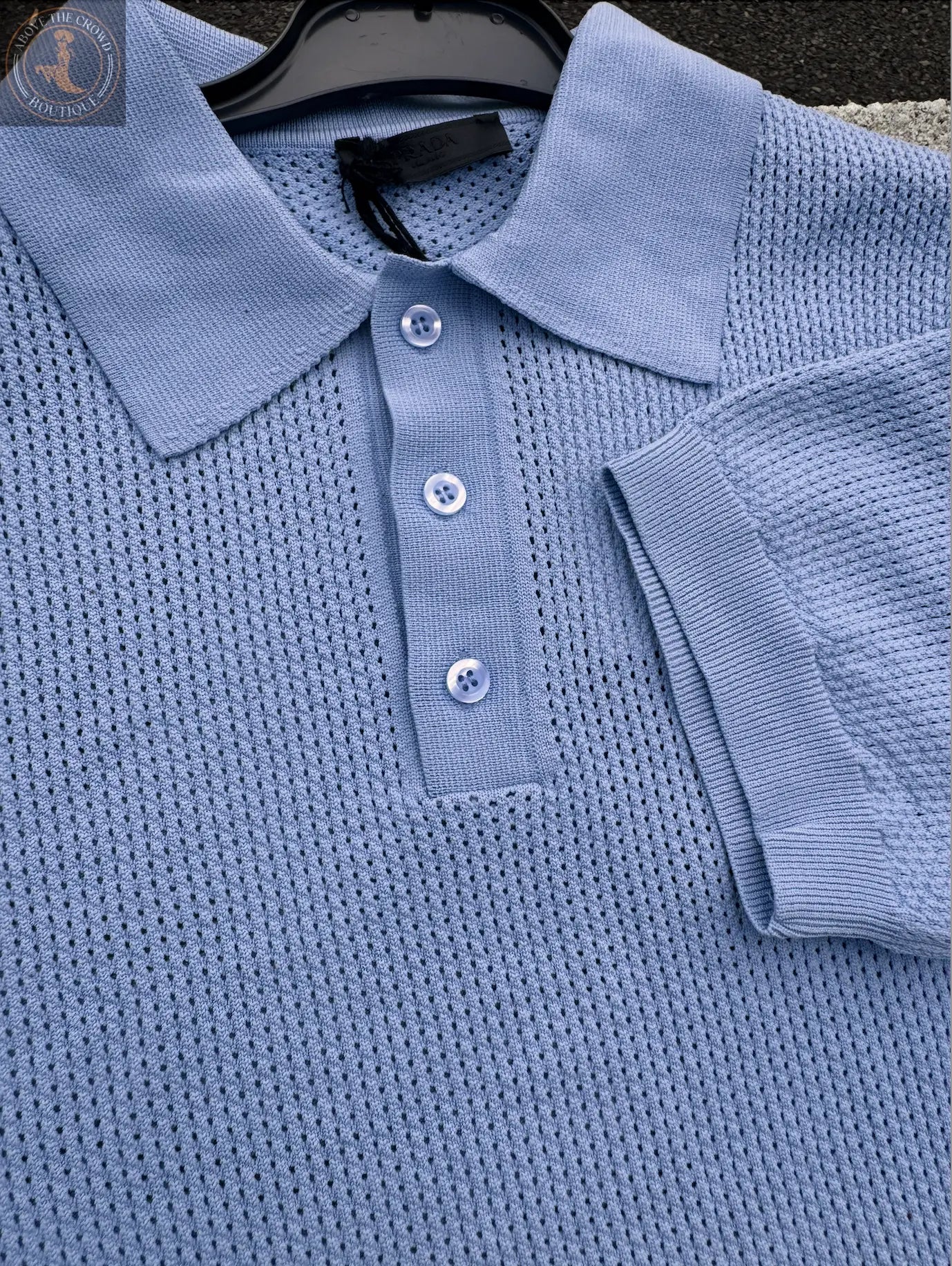 Men Polo Style Prada Knit Shirt Prada