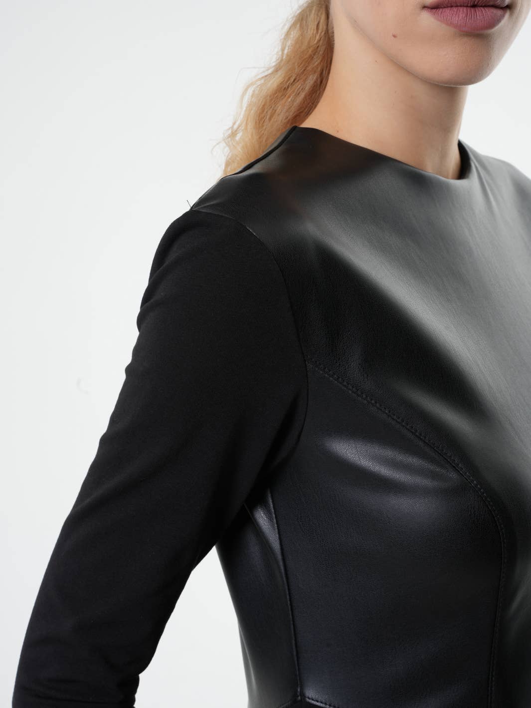 Metamorphoza Black Asymmetric Leather Dress Metamorphoza