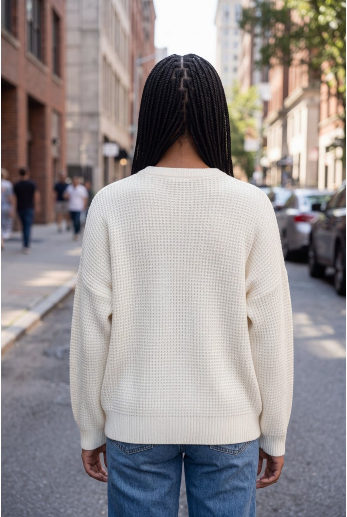 Taupe Textured Knit Statement Sweater with Gold-Tone Shoulder Buttons