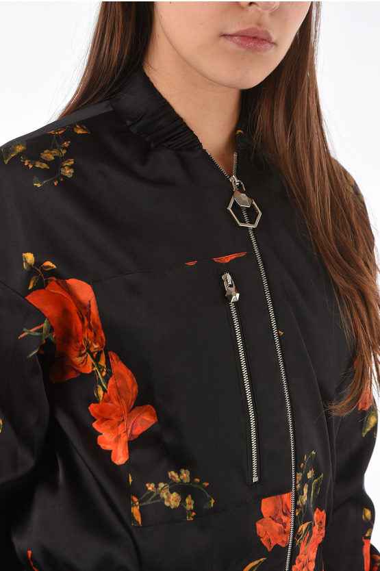 PP Roses Printed Silk Cropped Bomber