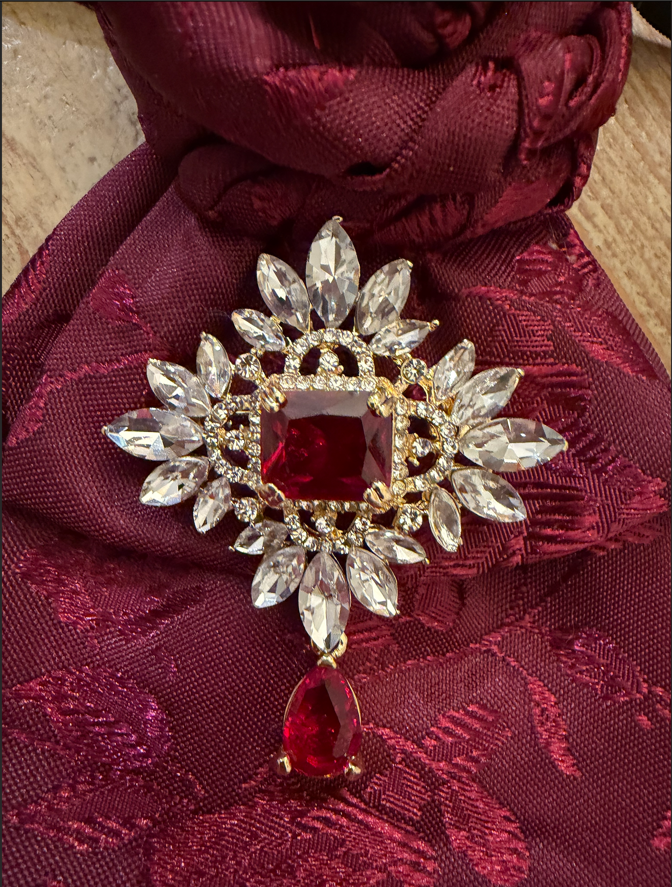 Burgundy Floral Statement Necktie for Women