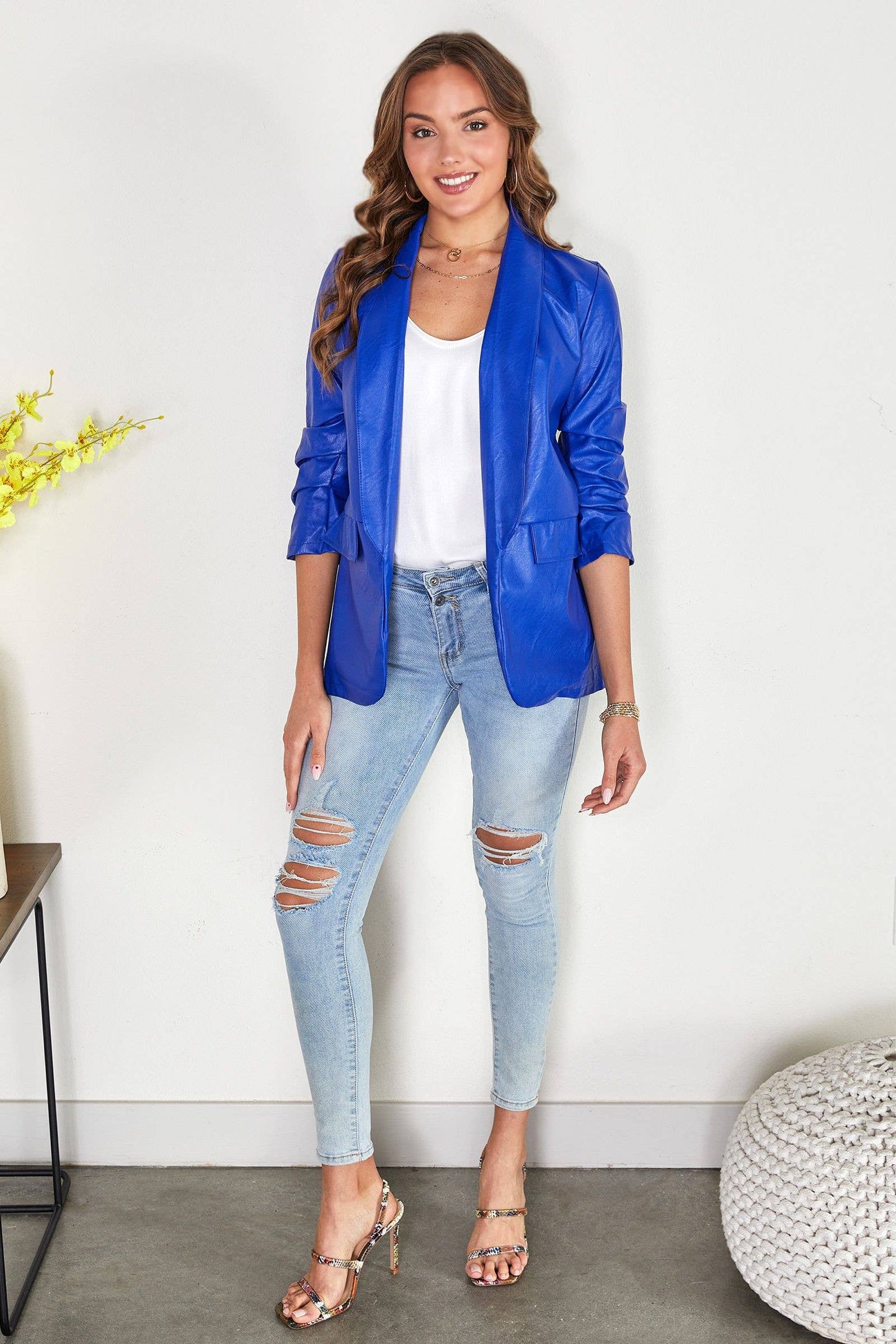 Venti6 Royal Blue PU Jacket 81133 VENTI6
