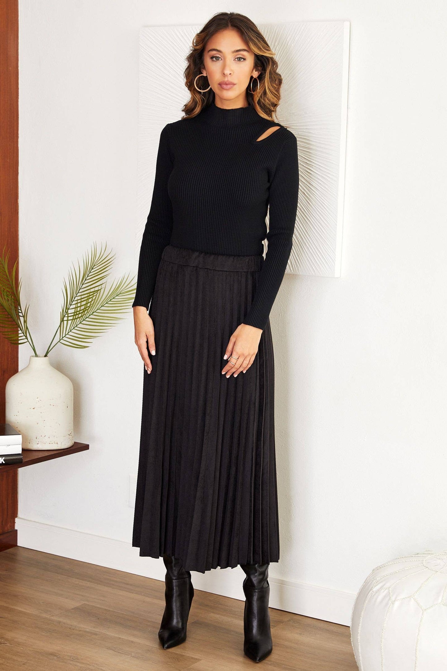 Venti6 Women Corduroy Black Skirt 10962 VENTI6