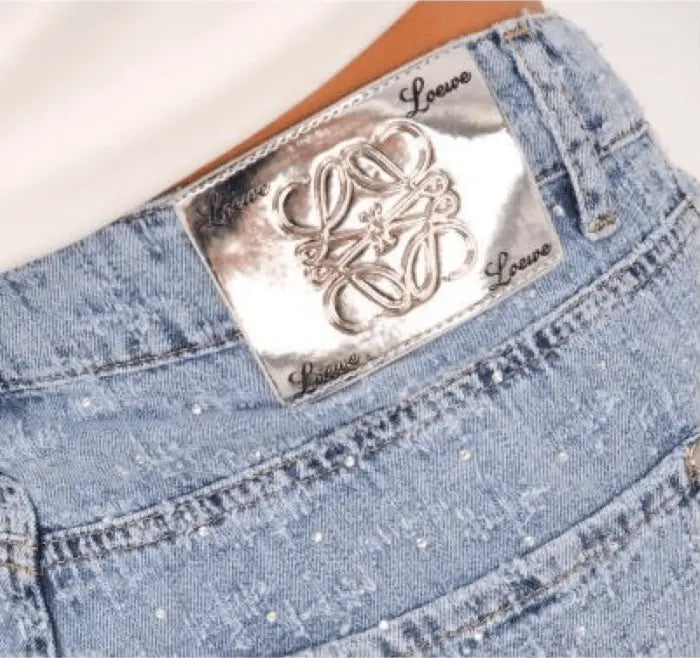 Women Wide Embroidery Sequin Jeans 7031 Nobello