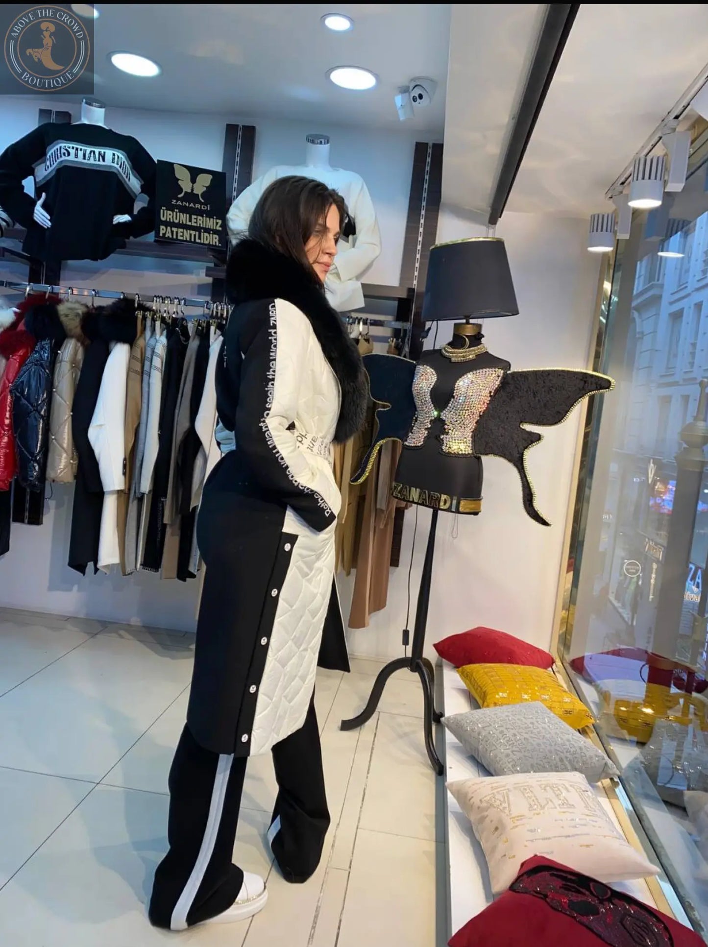 Zanardi Fashion Black and White Coat 1459 Zanardi Fashion