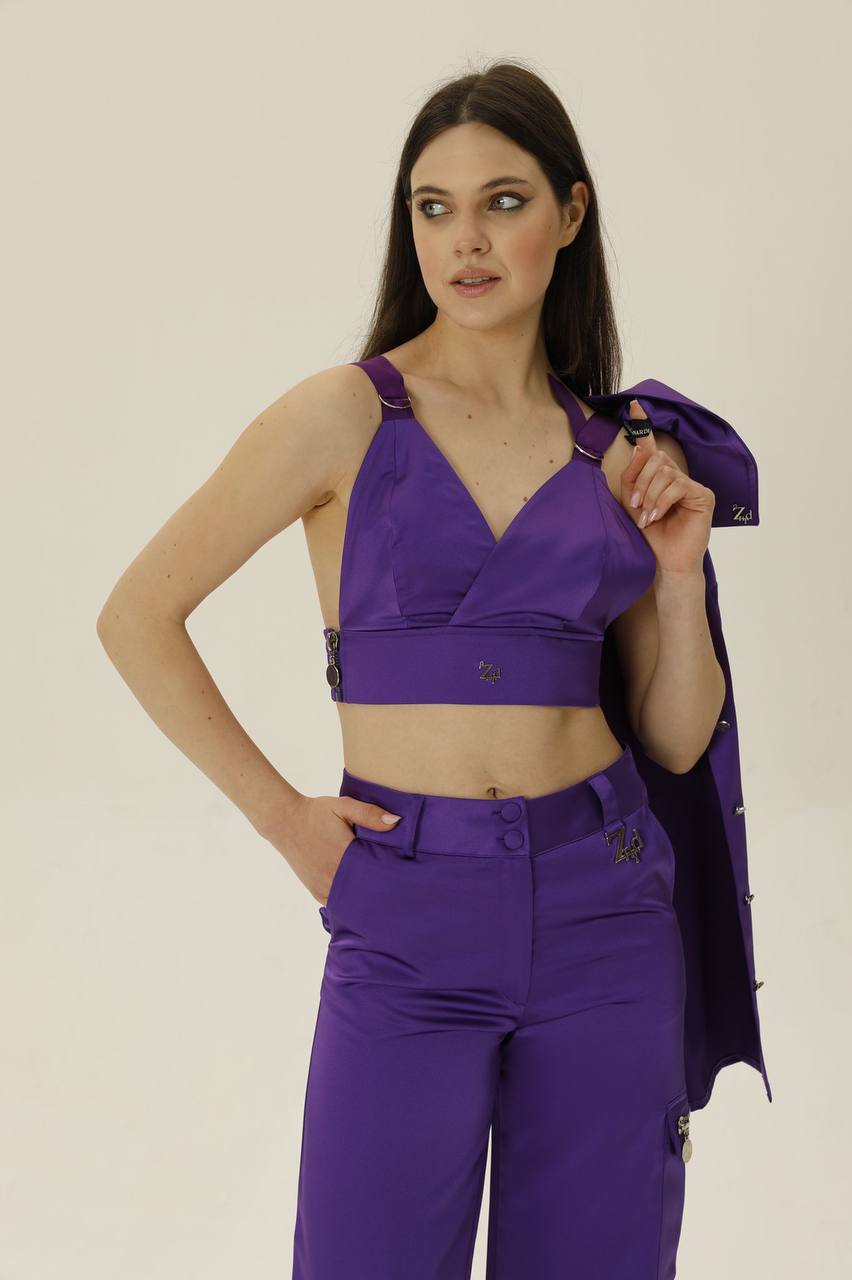 Zanardi Fashion Satin Bralette, Blazer & Pants Suit Zanardi Fashion