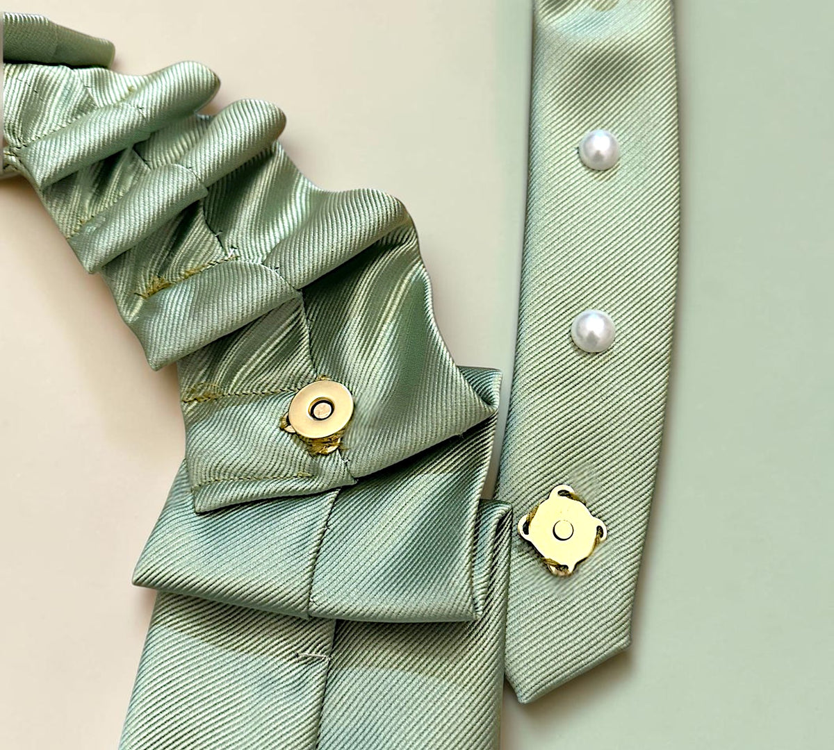 Handmade Sage Green Pearl And Crystal Necktie Necklace - Above the Crowd Boutique
