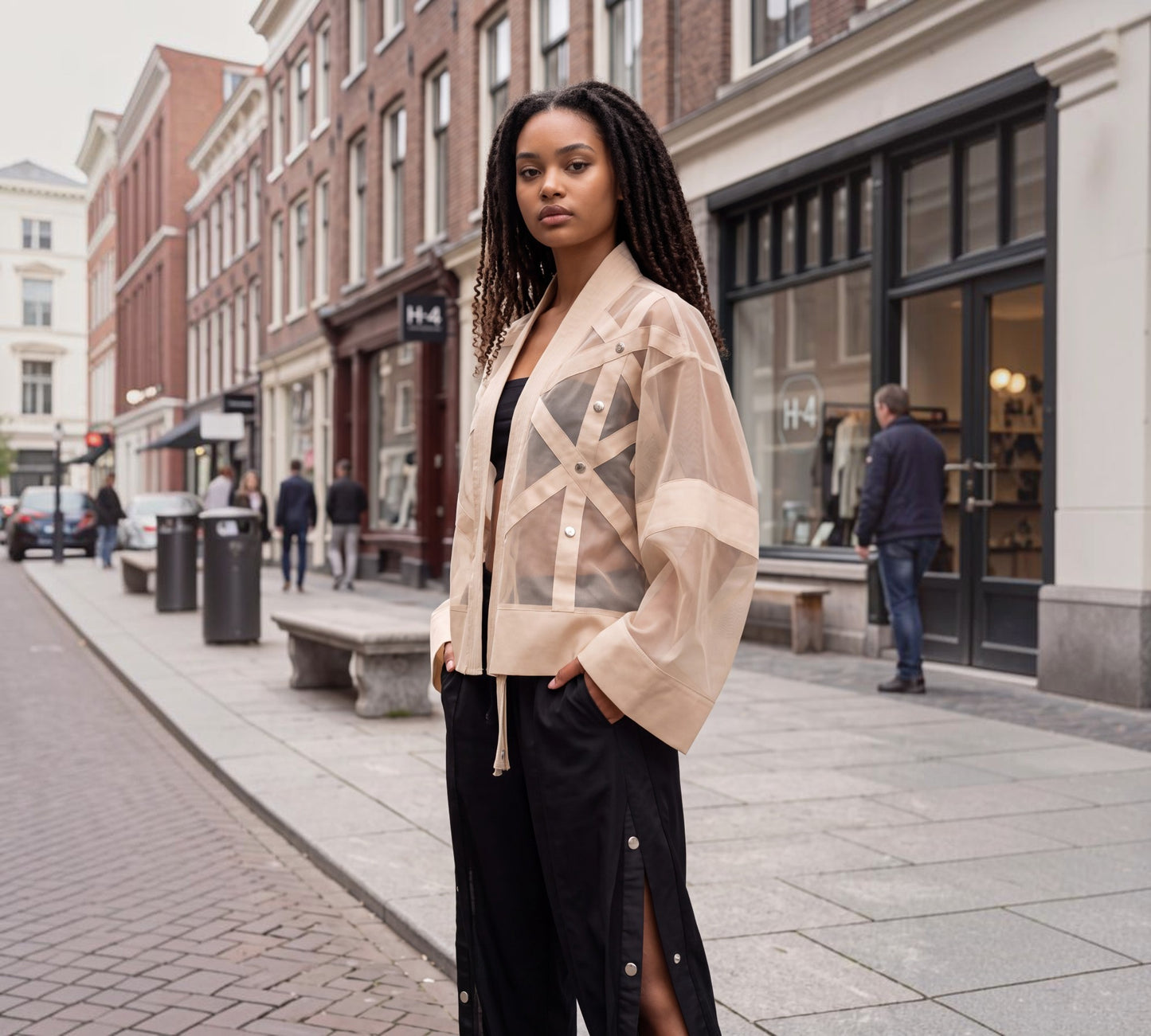 Sheer Mesh Deconstructed Statement Jacket