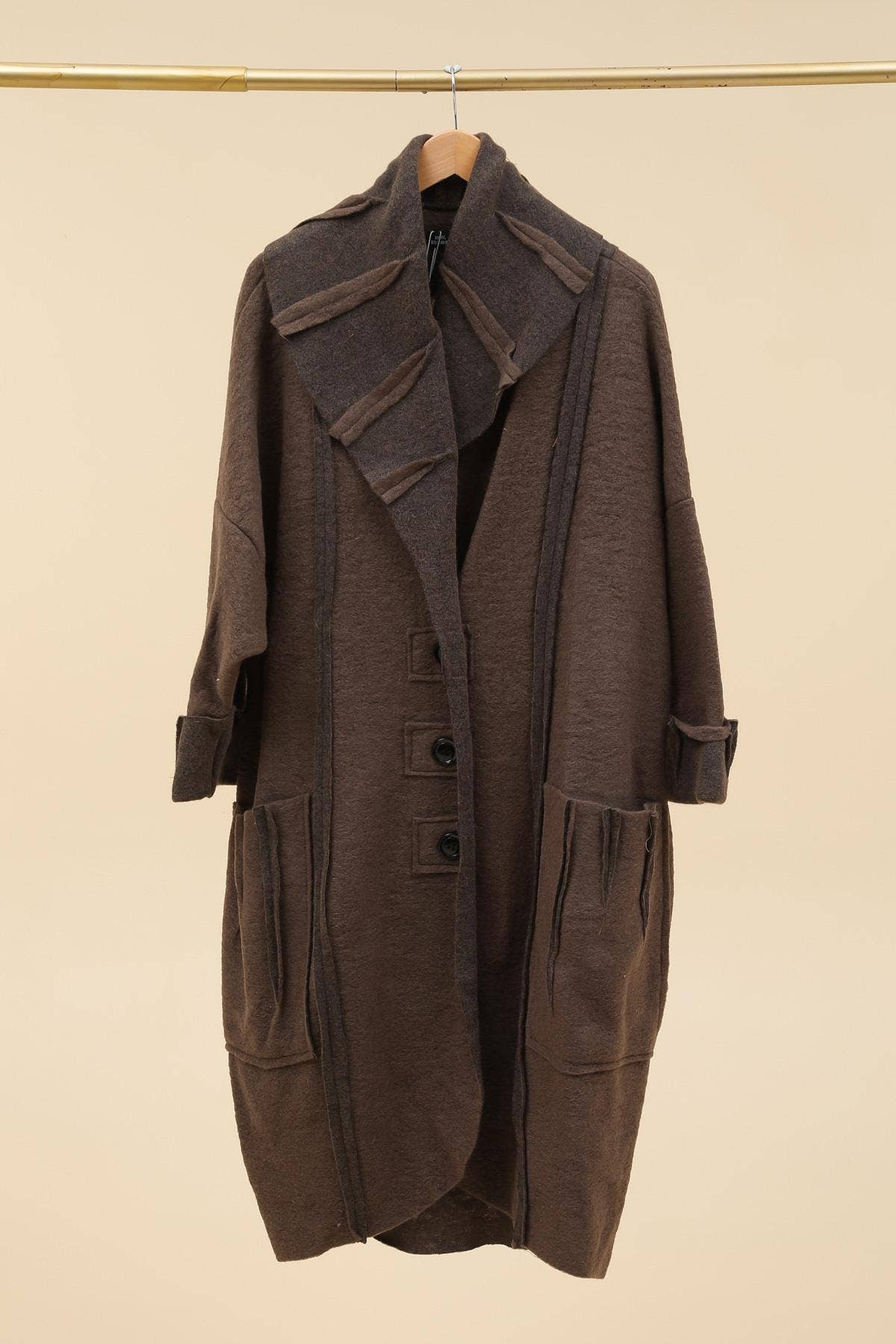 Avant-Garde Oversized Wool Blend Coat with Sculptural Collar