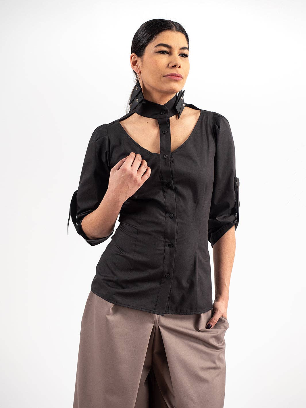 Cut-Out Front Shirt - Above The Crowd Boutique