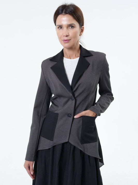 Metamorphosa Asymmetric Blazer With Chiffon At The Back