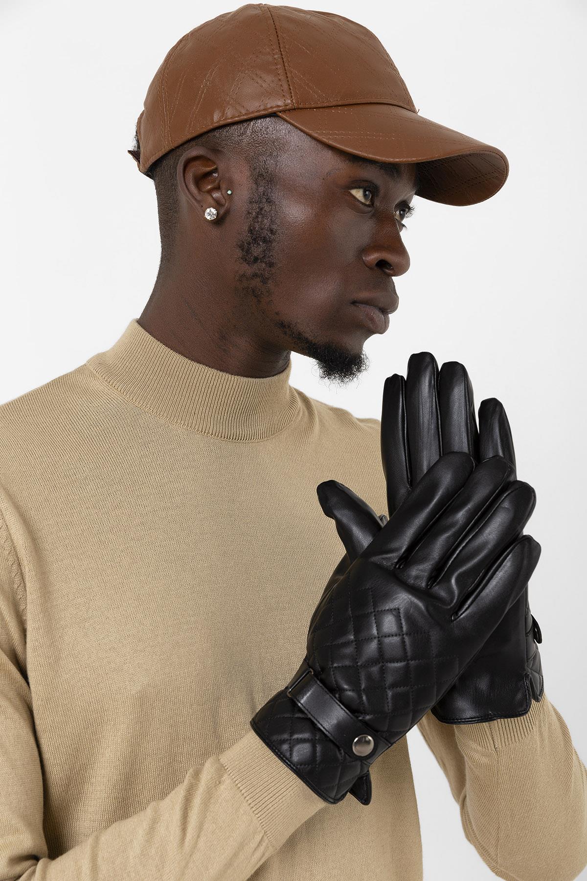 Leather Quilted Men's Gloves