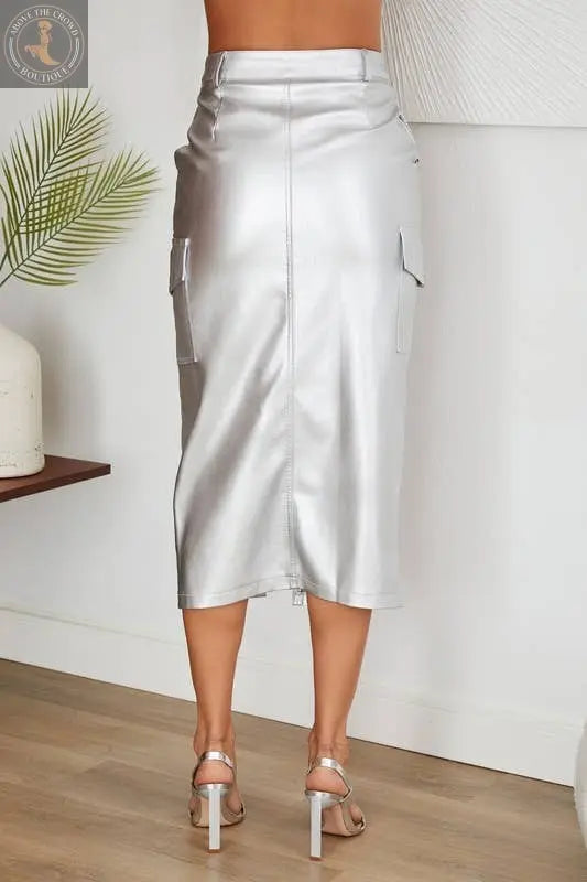 Venti6 MIDI SKIRT WITH CARGO POCKETS - Above the Crowd BOUTIQUE