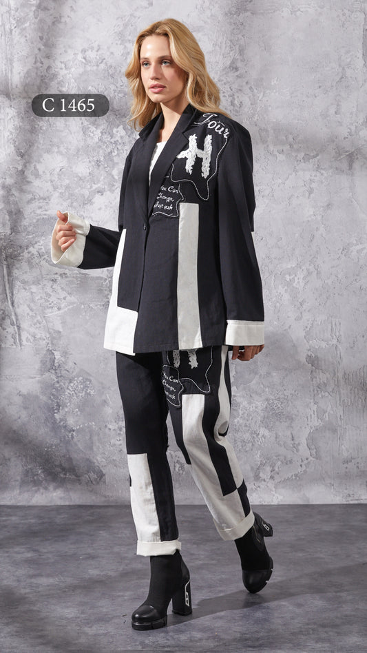 H-4 Black and White Jacket - Above The Crowd Boutique