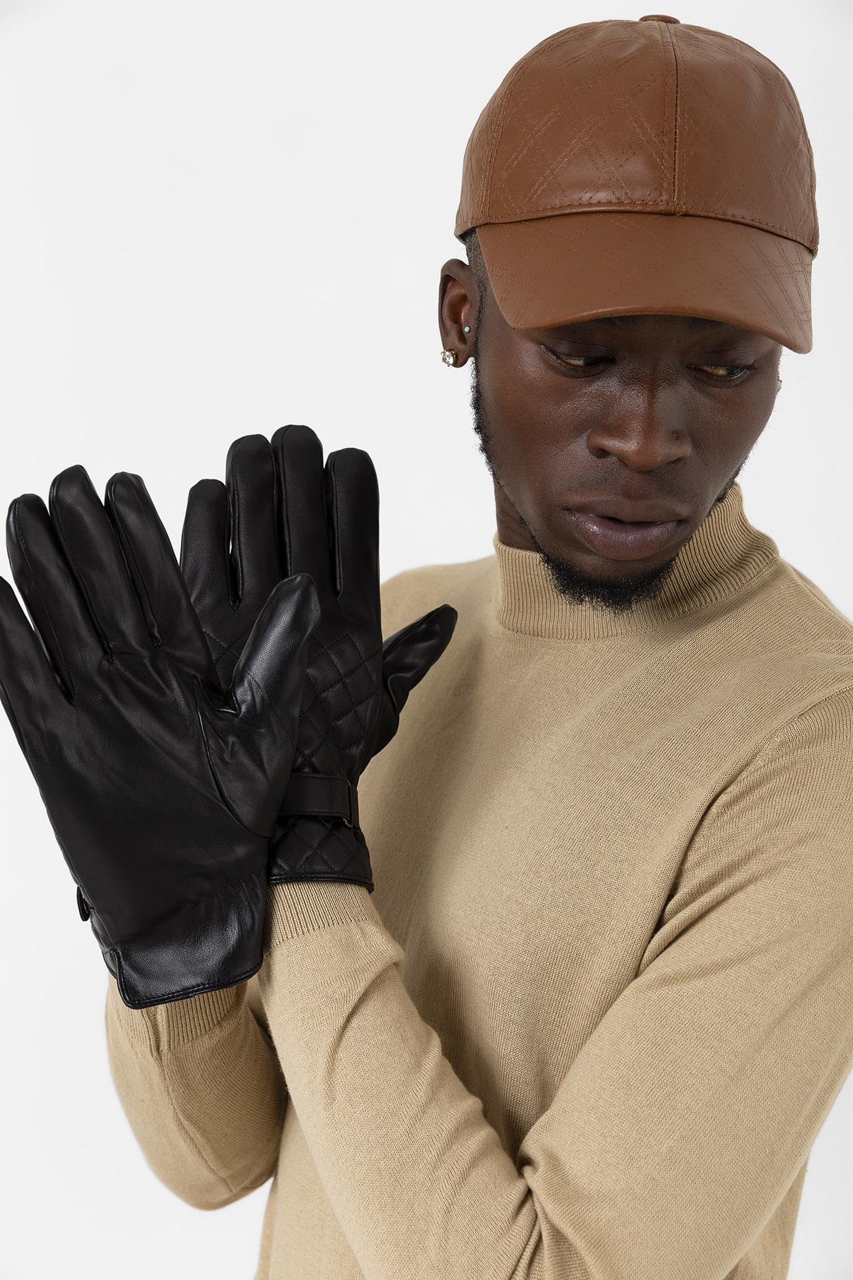 Leather Quilted Men's Gloves