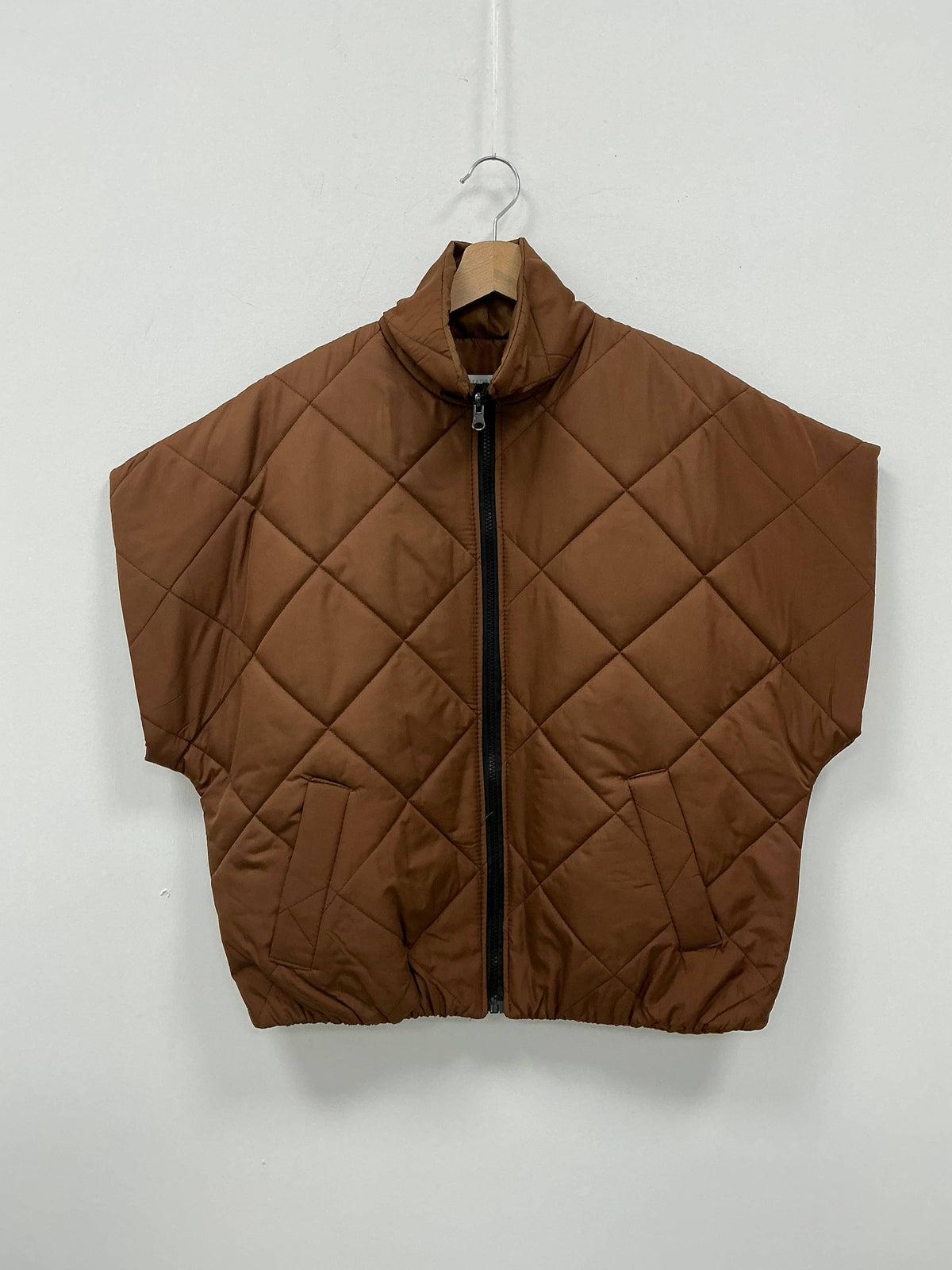 Short-Sleeve Down Puffer Jacket with High Collar - Above the Crowd Boutique