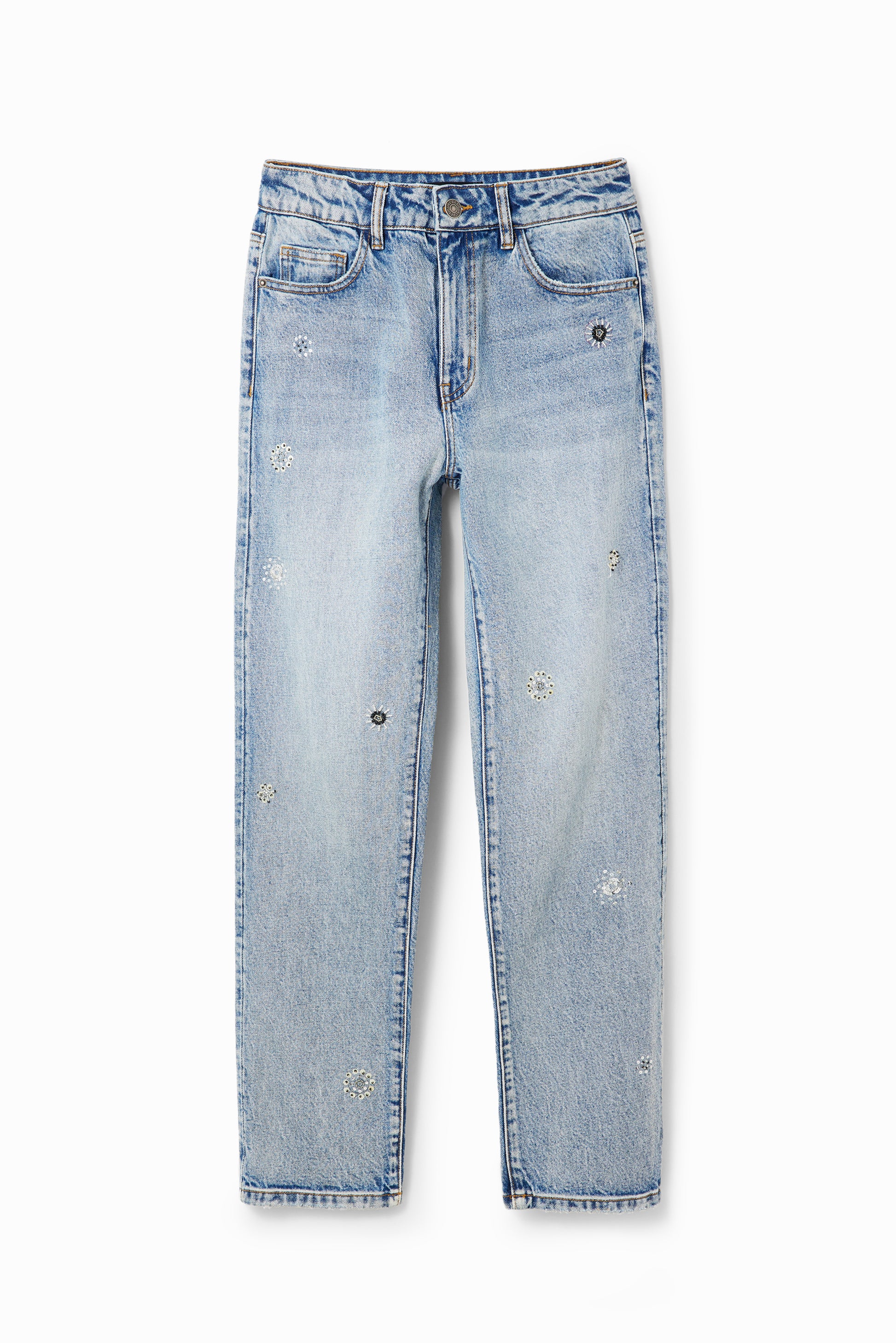 Desigual Straight Appliquéd Jeans 23WWDD06 - Above The Crowd Boutique