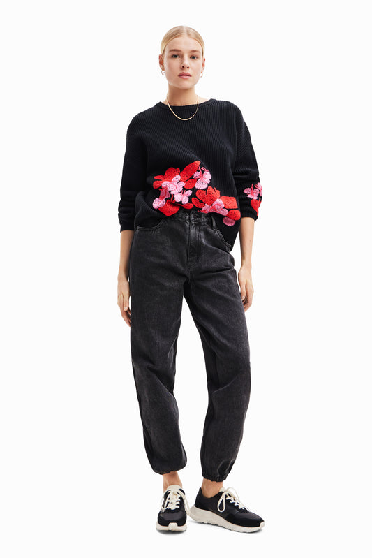 Desigual Embroidered floral pullover - Above The Crowd Boutique