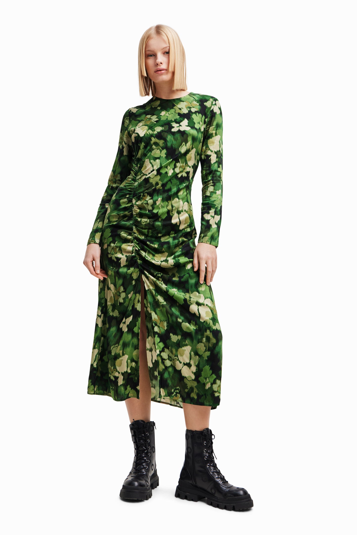 Desigual Gathered Midi Dress - Above The Crowd Boutique