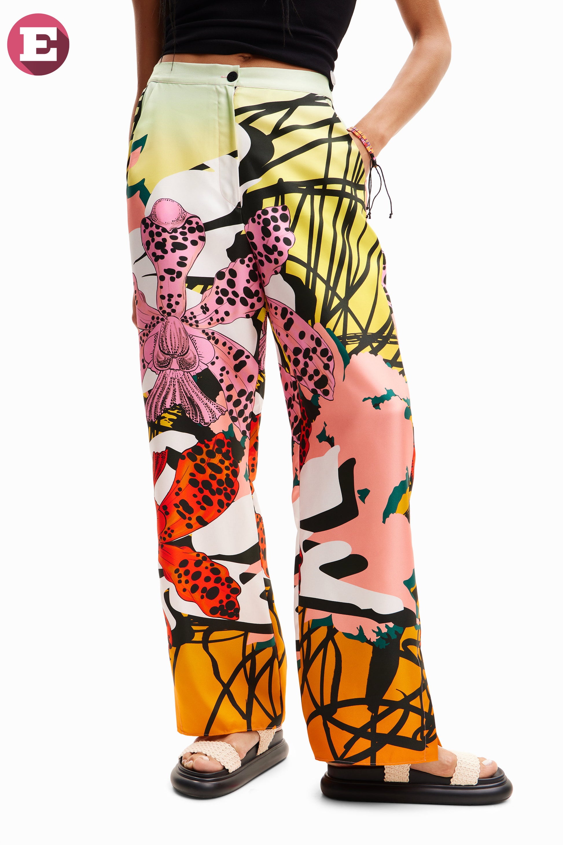 Desigual M. Christian Lacroix Silk Orchid Trousers 24SWPW27 - Above The Crowd Boutique