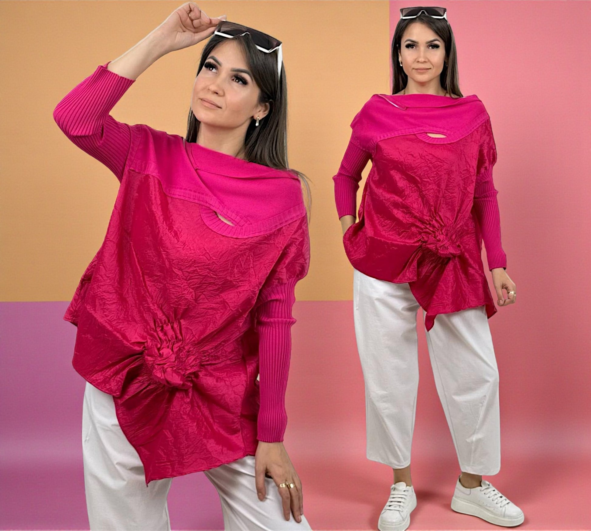 Bize Avant-Garde Crinkled Tunic Top - Above the Crowd Butique