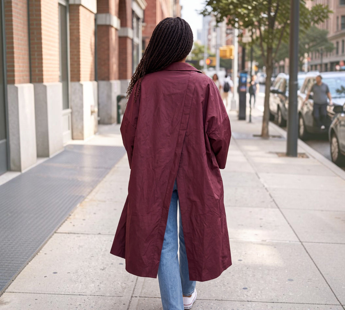 Burgundy and Black Textured High-Low Statement Tunic - Above the Crowd Boutique