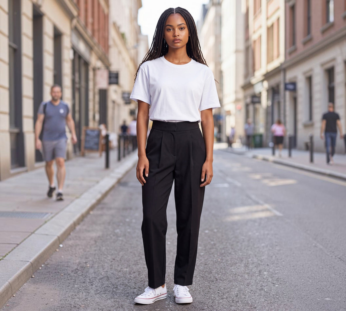 Black High-Waisted Tailored Straight-Leg Pants - Above the Crowd Boutique