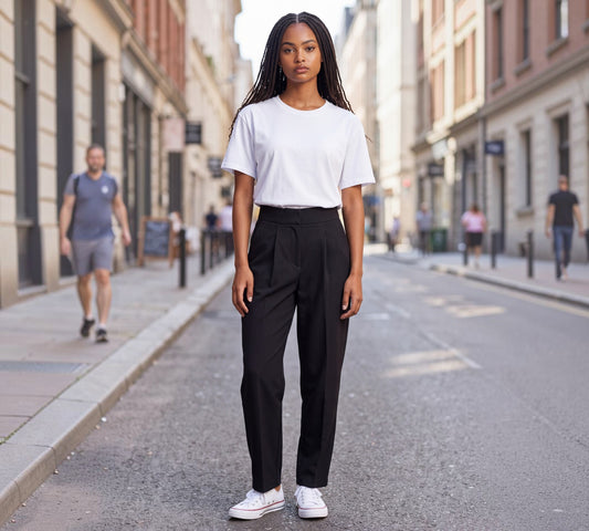 Black High-Waisted Tailored Straight-Leg Pants - Above the Crowd Boutique