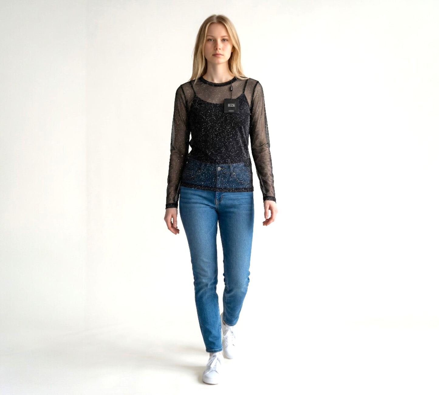 Bize Sparkle Mesh Top - Above the Crowd Boutique